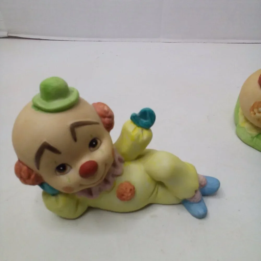 Vintage Ceramic Baby Clowns Lot of 3 Figurine Painted Shelf Sitter